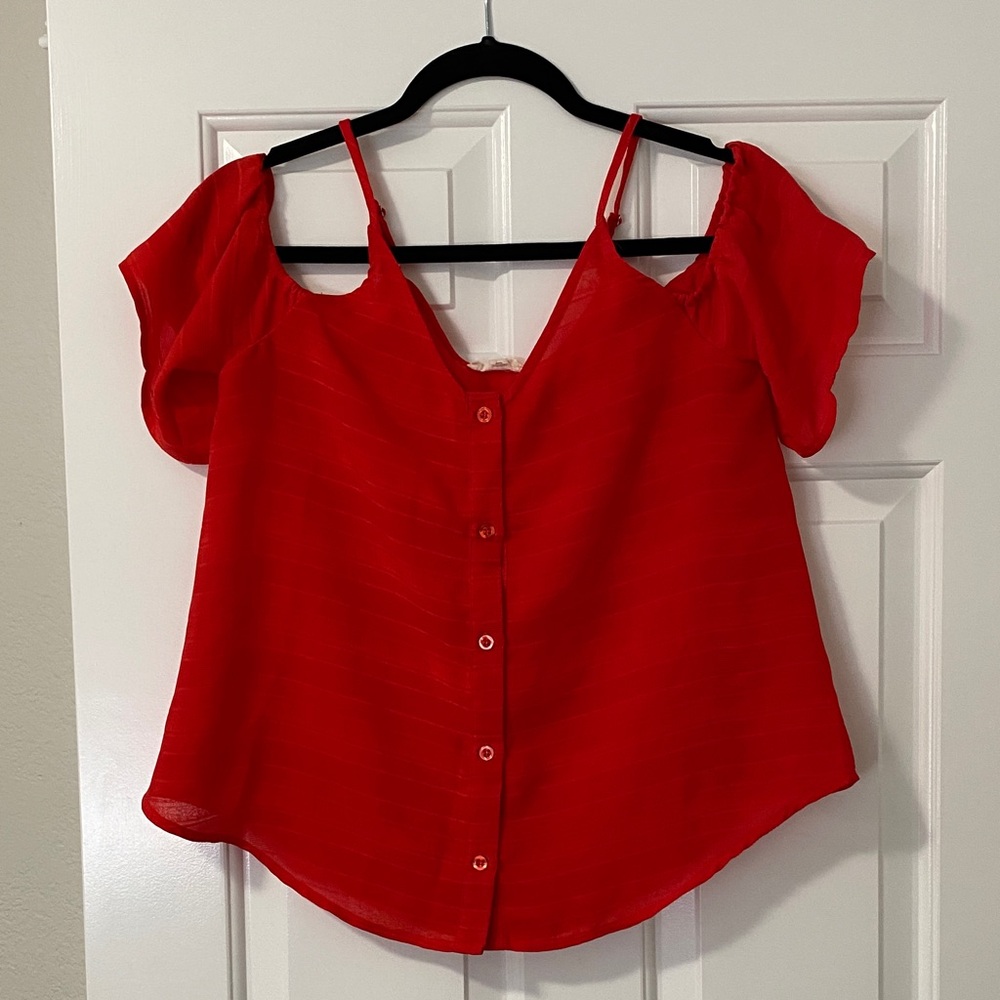 Red Summer Top with cute stripe detailing